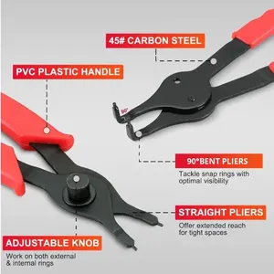 Set tang cincin jepit dan klip baja karbon tinggi 11-potong eksklusif lintas batas untuk alat perbaikan perangkat keras otomatis - Product Image 4