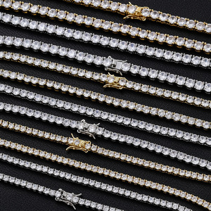 Chaîne Tennis Classique de Luxe en Laiton Pavé de Zircons AAAAA CZ de 3mm-5mm de Haute Qualité pour Hommes et Femmes - Product Image 1