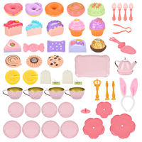 Ensemble de jeu Thé de l'après-midi Lapin 50 pièces Jouets alimentaires d'imitation pour enfants Jouets de cuisine pour l'heure du thé Desserts Gâteaux Jouet en plastique