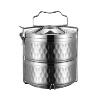 Boîte à riz multicouche en acier inoxydable 304, pot isotherme sous vide anti-débordement, empilable, type bento