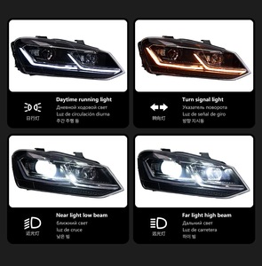 Faro a LED per <span class=keywords><strong>Volkswagen</strong></span> <span class=keywords><strong>Polo</strong></span> 2011-2018, Gruppo Ottico con Doppia Lente, Luci Diurne DRL e Indicatori di Direzione, 12V 36W, Chip Bianco, Faro Modificato - Product Image 3