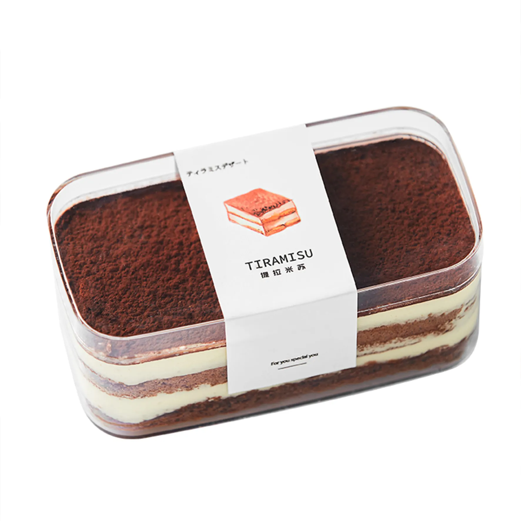 Tiramisu Box Mousse Bohnen Milch Obst Holz Kleie Kuchen Western Dessert Netz rot Dessert transparent tausend Schicht Box