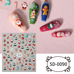 Nuevas pegatinas navideñas 5D para uñas, calcomanías autoadhesivas en relieve para decoración de uñas, decoración festiva para salón de manicura, venta al por mayor - Product Image 5