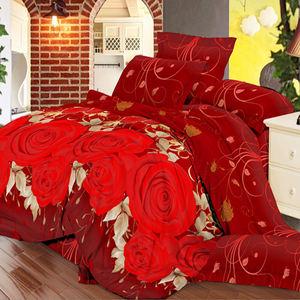 Giá rẻ Red Rose in 3D hoa bộ đồ giường gối Duvet cover 4 Mảnh tấm ga trải giường sợi nhỏ Bộ - Product Image 3
