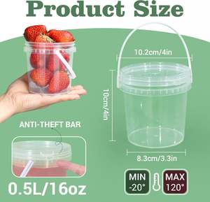 Gobelets en plastique PET à paroi simple transparents avec couvercle et paille, seau à boisson réutilisable avec poignée pour café glacé - Product Image 5