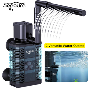 Filtro de Acuario de 2 Vías Seaoura SR-702A, Modo Lluvia y Aireación, Filtro Sumergible Interno para Peceras Pequeñas - Product Image 1
