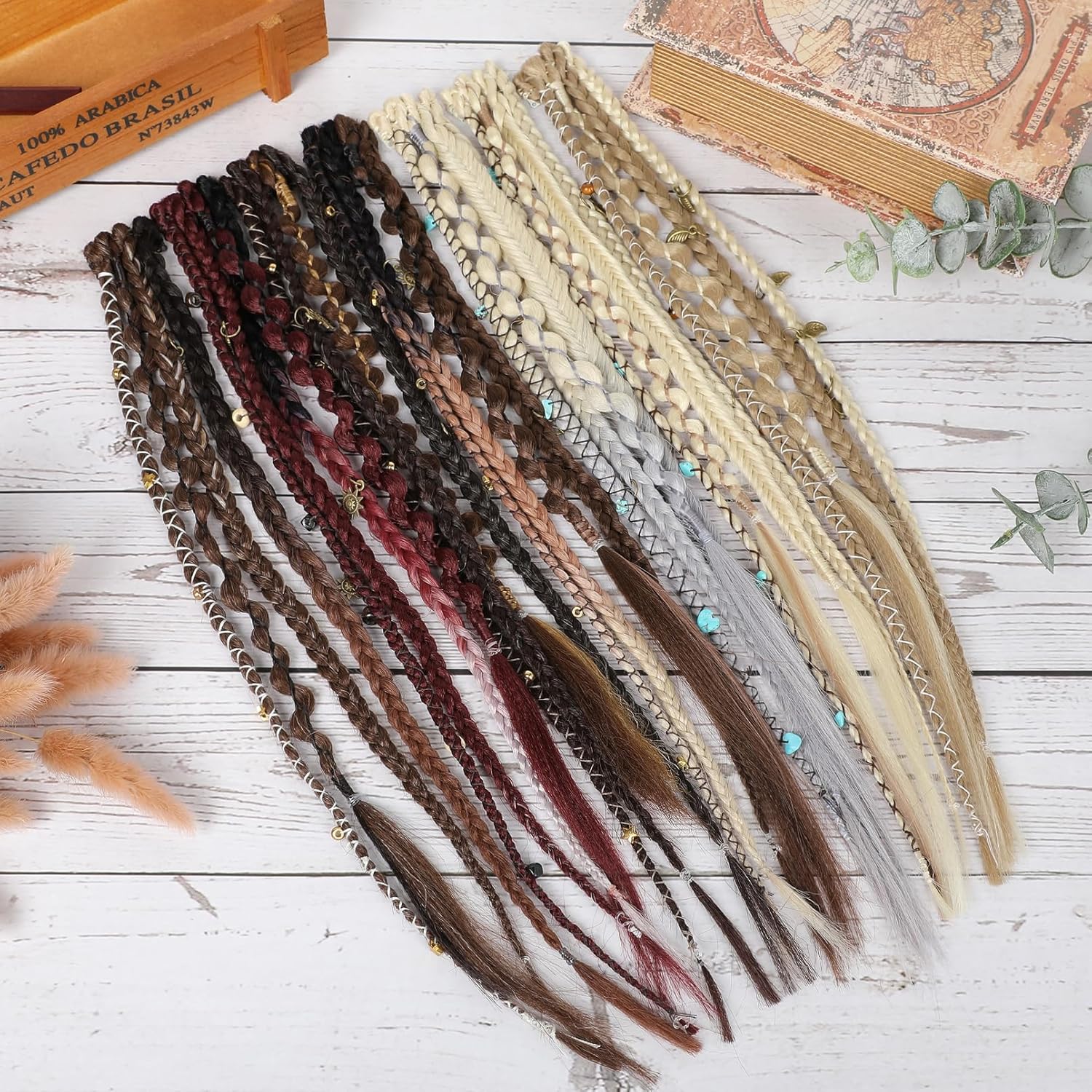 Peluca De Señora Para Carnaval Y Halloween | Castaño Claro Con Trenzas Largas Trenzadas | Fibra Sintética, Redecilla Transpirable Ajustable Hasta 62 Cm | Ligera Y Cómoda, Ideal Para Disfraces Y Cosplay