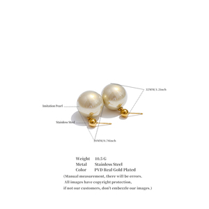 JINYOU 2856 zarif şampanya rengi büyük inci kolye küpe zarif paslanmaz çelik altın kaplama küpe takı hediye için - Product Image 6