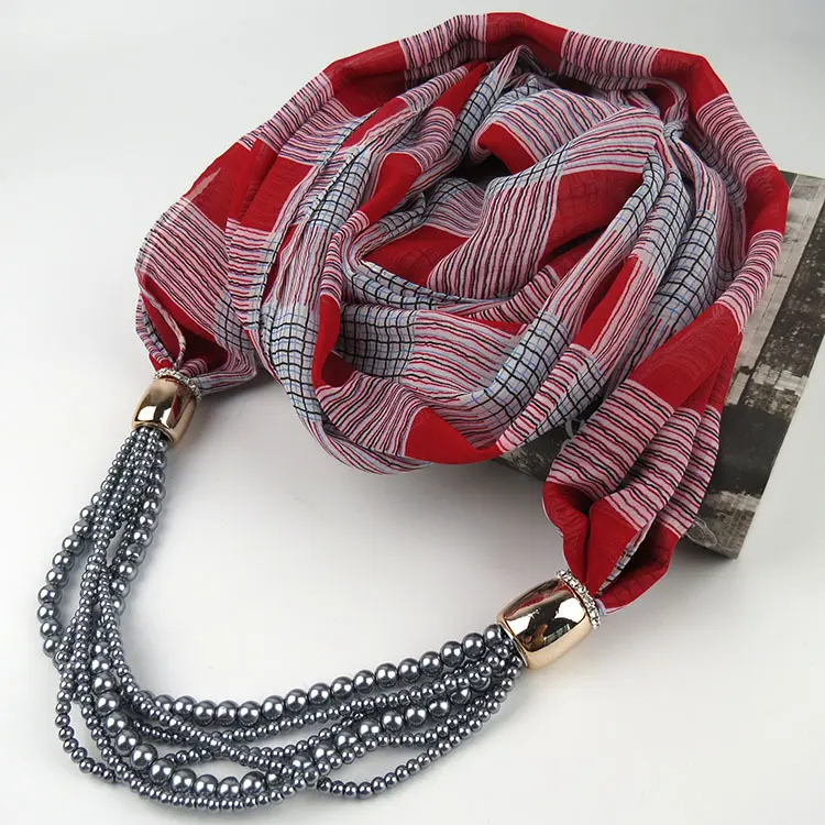 2022 Crystal necklace pendant chiffon scarf ethnic decorative warm scarf