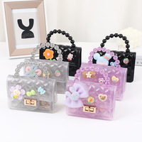 Adorable Sac à Main Gelée en PVC Translucide Motif Dessin Animé Perlé, Couleurs Macaron Scintillantes, Porte-Monnaie pour Filles Tendance, Sac pour Enfants