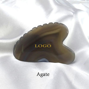 Individuelles LOGO Kristallherzform Achat Gua Sha Stein mit Zähnen Gesichtsmassage-Werkzeuge Rose Quarz Guasha Therapie Gesichtslifting - Product Image 5