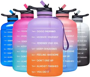 Venture Pal Large 1 Gallon Motivational Water Bottle with 2 Lids (Chug and Straw)