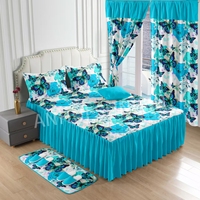 Ensemble de jupe de lit à vendre ensemble de draps King Size jupe de couvre-lit à fleurs imprimé de luxe ensemble de jupe de lit en microfibre avec rideau