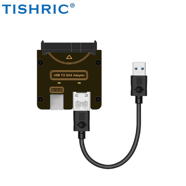 TISHRIC USB to SAS 29Pin Adapter USB 3.0 to SAS SSD Expansion Card 6Gbps Easy Drive Cable for 2.5/3.5" SAS Hard Drive Desktop