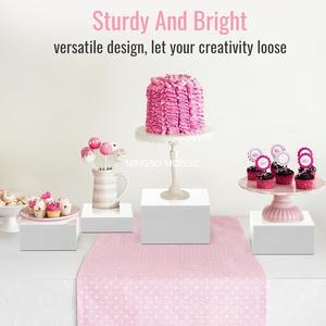 Rehausseurs de buffet rectangulaires en acrylique blanc, présentoirs alimentaires portables, réutilisables et écologiques - Product Image 4