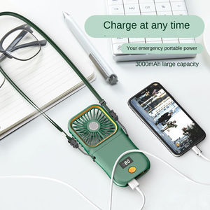 Banco de energía portátil 3 en 1 de gran venta con mini ventilador de cuello de refrigeración USB plegable y soporte para teléfono Ventiladores de mano frescos recargables por USB - Product Image 3
