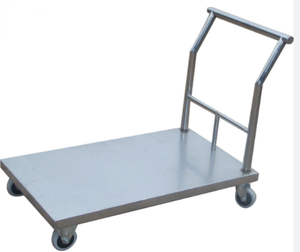 Heavy-Duty Stainless Steel <strong>Flat</strong> Platform Trolley <strong>Cart</strong> for Warehouse and Factory Handling - Product Image 3