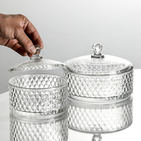 Pot de rangement en verre gaufré avec couvercle, récipient en verre transparent multi-usages pour l'organisation des aliments sur le comptoir de la cuisine à la maison