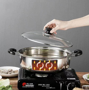 <span class=keywords><strong>Olla</strong></span> de Cocina Antiadherente de Acero Inoxidable, <span class=keywords><strong>Olla</strong></span> de Regalo con Doble Asa de Acero Inoxidable No Magnético para Sopa - Product Image 5
