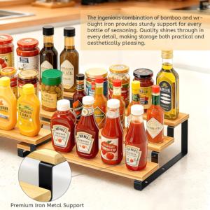 Espositore <span class=keywords><strong>per</strong></span> Spezie Personalizzato Moderno in Bambù a 3 Livelli, Tipo Verticale, Rimovibile - Product Image 3