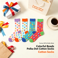 Chaussettes en coton à pois jacquard colorées unisexes, chaussettes décontractées amusantes et vibrantes, logo personnalisé OEM