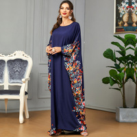 Robe élégante jaune grande taille 3422 pour femmes musulmanes du Moyen-Orient, manches chauve-souris, anti-statique, coupe ample, mode automne, en polyester