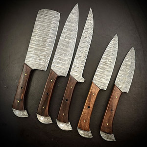 High Carbon 5-Piece Premium Damascus Kitchen <b>Knife</b> <b>Set</b> with Ambidextrous Ergonomic Wood Handles 67-Layer Polished Blades - Product Image 4