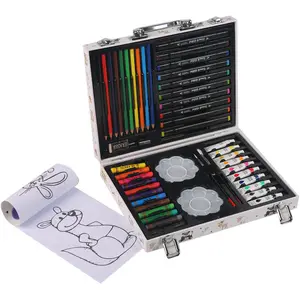 Kids School Drawing Colors Wooden Wood Paper Box Case Marker Pen Art Coloring Kit Stationery Set