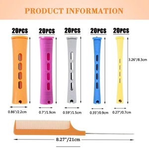 DIY Hair Curling Tools 100pcs/set Salon Hair Perm <b>Rods</b> 5 Sizes Cold Wave <b>Rods</b> <b>Plastic</b> Hair Rollers Home Use Colorful Medium - Product Image 3