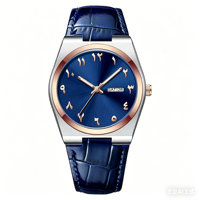 Montre analogique de sport décontractée haut de gamme pour homme, boîtier en acier inoxydable, bracelet en cuir, mouvement à quartz, bracelet de 18 mm, étanche