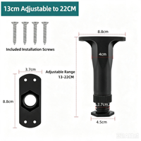Pieds de meubles télescopiques en plastique, imperméables, réglables, de hauteur moyenne, pour cadre de lit, en forme de T, haute capacité de charge