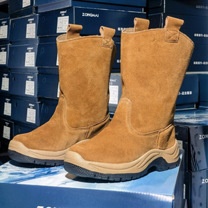 Zongmai Bottes d'équitation d'extérieur pour hommes, bottes de travail à talon moyen de couleur unie pour adultes - Product Image 4