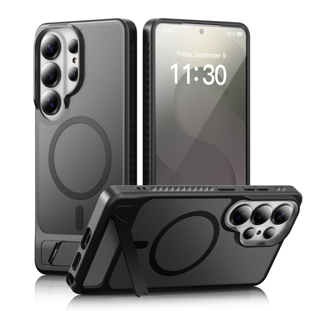 Factory Direct Custom Logo Magnetic Shockproof TPU PC Phone Case with Kickstand for Samsung Galaxy S23 S24 S25 S26 Ultra