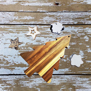 Planche à découper en bois, motif sapin de Noël, épaisseur 1,5 cm, lavable au lave-vaisselle, décoration créative pour restaurant et salle à manger - Product Image 3