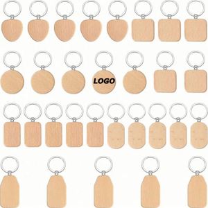 Llavero de Madera de Haya Personalizado con Grabado Láser - Llavero de Madera Personalizado para Regalos Empresariales y Obsequios Promocionales - Product Image 1