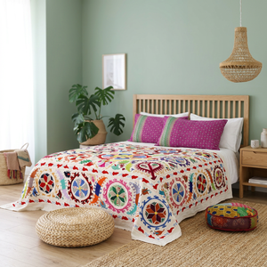Étagère murale brodée en coton uzuk, vente en gros, 3 pièces - Product Image 4