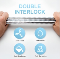Tuyau de salle de bain haute pression anti-fuite à double interverrouillage chromé avec tube intérieur PEX et écrou en laiton SS304