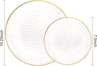 Assiettes à dîner jetables transparentes élégantes, assiettes à dessert avec bord doré pour fête, mariage