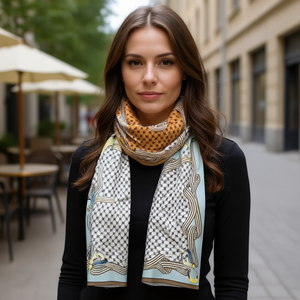 Pañuelo Cuadrado Pequeño con Parches de Letra C, 70x70cm, 38g, Accesorio de Moda para Mujer - Product Image 3