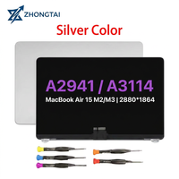 MacBook Air A2941 A3114 Layar LCD IPS 15-Inci Perakitan Pengganti Layar Penuh Perak Starlight Abu-abu Ruang Angkasa Midnight