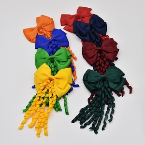 Pita Butik Warna Solid, Pita Cheerleader, Jepit Rambut Rumbai, Aksesoris Rambut Keriting Anak, Jepit Rambut - Product Image 2