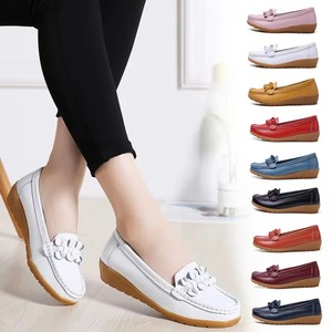 Zapatos de lactancia blancos de cuero genuino personalizados mocasines planos tamaño grande 35-42 zapatos náuticos - Product Image 1