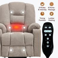 Fauteuil inclinable à positionnement infini, fauteuil releveur électrique à moteur unique avec massage et chaleur pour personnes âgées, ports USB Type C