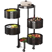 Panier à fruits et légumes moderne, chariot de rangement rotatif pour cuisine, plateau supérieur, grand panier carré en plastique et fil métallique