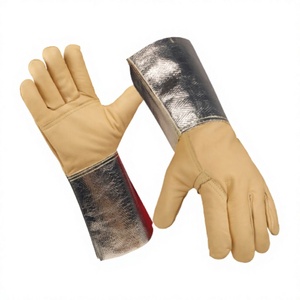Guantes de Soldadura TIG de Cuero Granulado de Vaca con Puño Aluminizado Antideslizante, Duraderos y con Alta Protección Contra el Calor, de Tela de Para-Aramida Ignífuga - Product Image 1