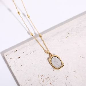 Cadena de oro de 18K con espejo mágico para mujer, collar con cuentas de rosa, cadena de titanio y acero chapado en oro - Product Image 4