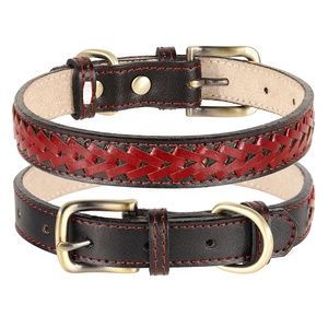 Berry <span class=keywords><strong>Best</strong></span> Seller estilo clásico patrón sólido cuero de vaca genuino collar de perro mascota fuerte y duradero con trenzas coloridas - Product Image 5