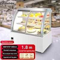 Vitrine réfrigérée commerciale à porte coulissante incurvée, étagères réglables, écran LED, refroidissement par air, économe en énergie, pour bar