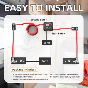 Kit Aislador de Batería Dual Inteligente Rohs CE 140A, Interruptor Selector de Batería de 12 Voltios con Botón de Control Manual para Automóviles y RV - Product Image 2