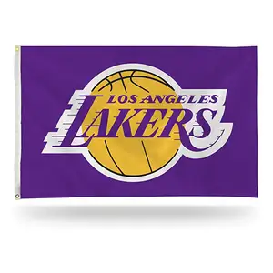 48 pengiriman cepat grosir NBA Los Angeles La Lakers 3x5 Ft bendera kejuaraan basket sublimasi kustom Semua bendera tim NBA